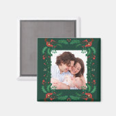 Feestelijke Kerst Bloemen Lijst Magnet (Voorkant / Achterkant)