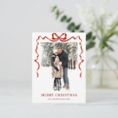 Feestelijke Kerst Boho Red Bow Ribbon 2 Foto Briefkaart (Staand voorkant)