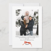 Feestelijke Kerst Boho Red Bow Ribbon 2 Foto Feestdagenkaart (Achterkant)