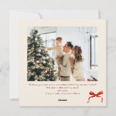 Feestelijke Kerst Boho Red Bow Ribbon 2 Foto Feestdagenkaart (Achterkant)
