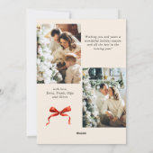 Feestelijke Kerst Boho Red Bow Ribbon 3 Foto Feestdagenkaart (Achterkant)