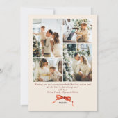 Feestelijke Kerst Boho Red Bow Ribbon 5 Foto Feestdagenkaart (Achterkant)