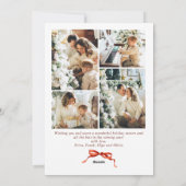 Feestelijke Kerst Boho Red Bow Ribbon 5 Foto Feestdagenkaart (Achterkant)