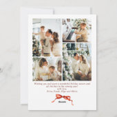 Feestelijke Kerst Boho Red Bow Ribbon 5 Foto Feestdagenkaart (Achterkant)