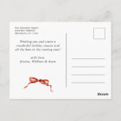 Feestelijke Kerst Boho Red Bow Ribbon Foto Briefkaart (Achterkant)