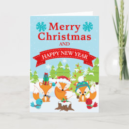 Feestelijke Kerst Bos Vos Vrienden Feestdagen Kaart