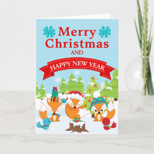 Feestelijke Kerst Bos Vos Vrienden Feestdagen Kaart