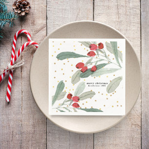 Feestelijke Kerst Botanicals Gouden Stippen Servet