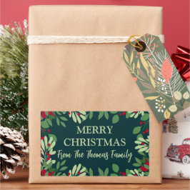 Feestelijke Kerst Botanische Bessen Familienaam Rechthoekige Sticker