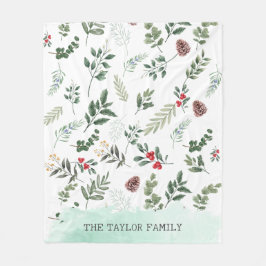 Feestelijke kerst Botanische Bloemen Vakantie Fleece Deken