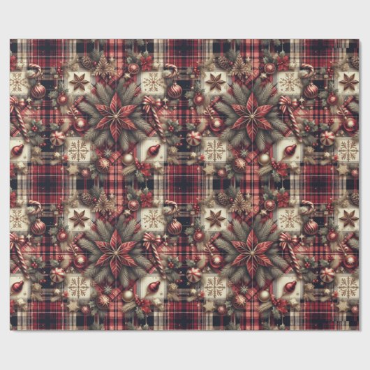  feestelijke kerst botanische groen Plaid Cadeaupapier (Vlak)
