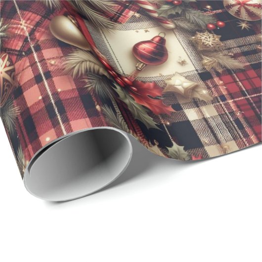  feestelijke kerst botanische groen Plaid Cadeaupapier (Rol Hoek)