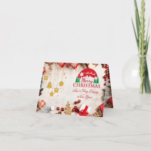 Feestelijke Kerst Briefkaart Stijl Groeten Kaart (Voorkant)