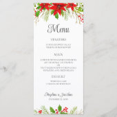 Feestelijke Kerst bruiloft rood Poinsettia diner Menu (Voorkant)