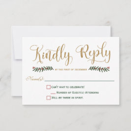 Feestelijke kerst bruiloft uitnodiging RSVP