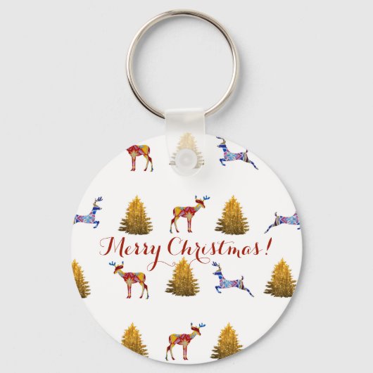 Feestelijke kerst Button sleutelhanger (Voorkant)