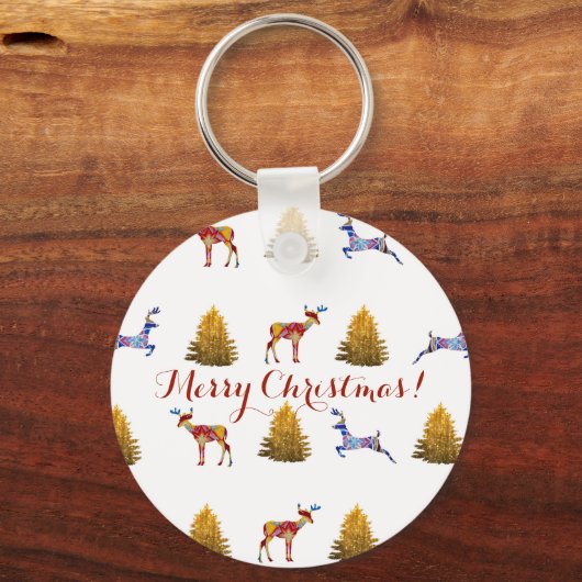 Feestelijke kerst Button sleutelhanger (Voorkant)