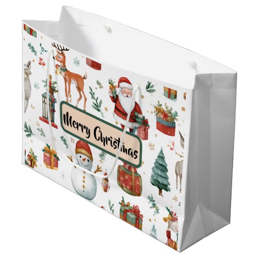 Feestelijke Kerst Cadeautas Fantasievol (Voorkant Gekanteld)