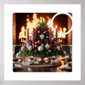 Feestelijke Kerst Centerpiece met open haard Poster (Voorkant)