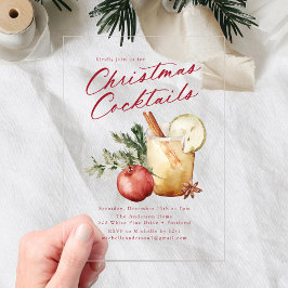 Feestelijke Kerst Cocktails Kerstfeest Borrel Acryl Uitnodigingen