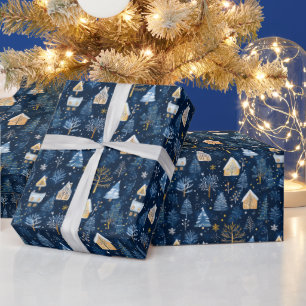 Feestelijke Kerst comfortabel huis betegeld Cadeaupapier