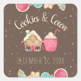 Feestelijke Kerst Cookie Exchange Party Thema Vierkante Sticker