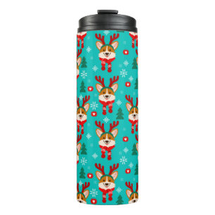 Feestelijke Kerst Corgi Hond Thermosbeker