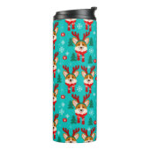 Feestelijke Kerst Corgi Hond Thermosbeker (Gedraaid links)