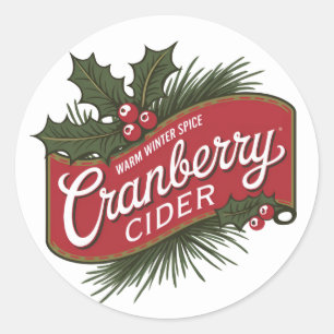 Feestelijke kerst cranberry cider ronde sticker