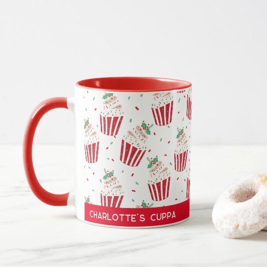 Feestelijke Kerst Cupcake Mok (Met donut)