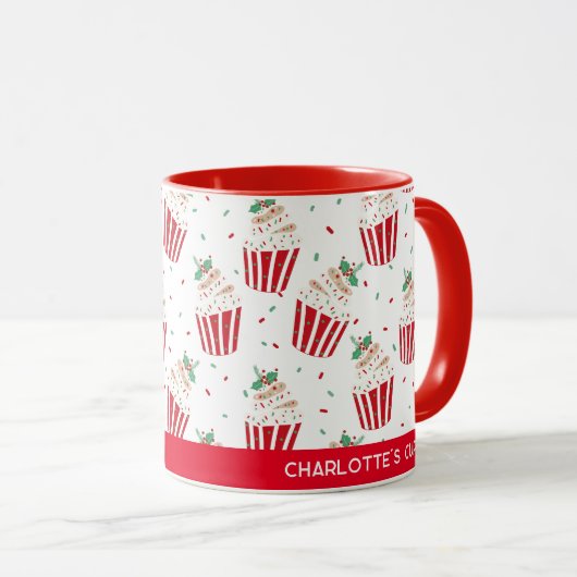 Feestelijke Kerst Cupcake Mok (Voorkant rechts)