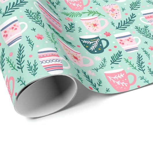 Feestelijke Kerst Cups Kerstmis Cadeaupapier (Rol Hoek)