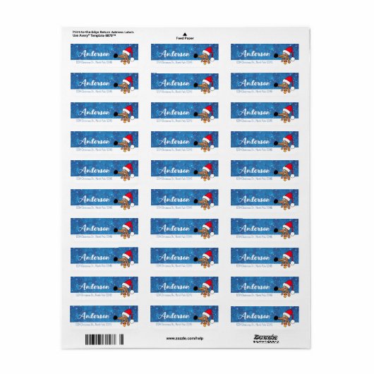 Feestelijke kerst Dachshund retour adres label (Full Sheet)