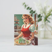 Feestelijke Kerst  dame bericht toevoegen Feestdagenkaart (Staand voorkant)