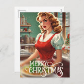 Feestelijke Kerst dame bericht toevoegen Feestdagenkaart (Voorkant / Achterkant)