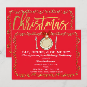 Feestelijke Kerst Diner Feest Eet, Drink, Wees Vro Kaart