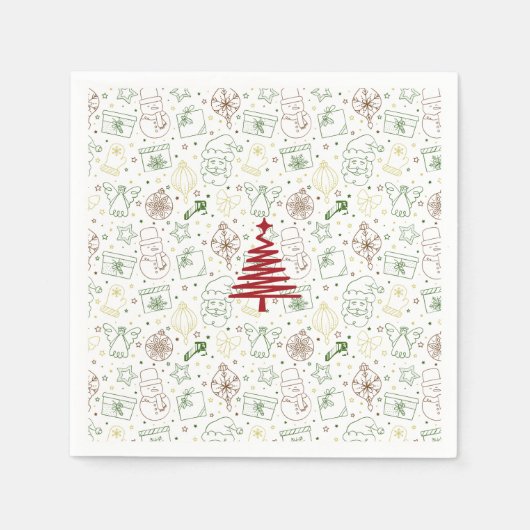 Feestelijke Kerst Diner Papieren servetten (Voorkant)