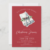 Feestelijke kerst diner uitnodiging (Voorkant)