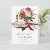 Feestelijke kerst diner uitnodiging (Staand voorkant)