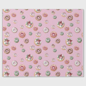 Feestelijke Kerst Donuts Patroon Cadeaupapier (Vlak)