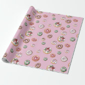 Feestelijke Kerst Donuts Patroon Cadeaupapier (Uitgerold)