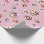Feestelijke Kerst Donuts Patroon Cadeaupapier (Hoek)