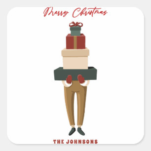 Feestelijke kerst dozen vierkante sticker