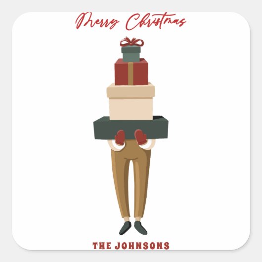 Feestelijke kerst dozen vierkante sticker (Voorkant)