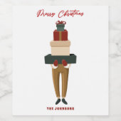 Feestelijke kerst dozen wijn etiket (Enkel label)