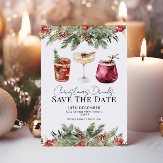 Feestelijke kerst Drink groen Save the Date Kaart