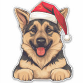 Feestelijke kerst Duitse herder kus gesneden Stick Sticker (Voorkant)
