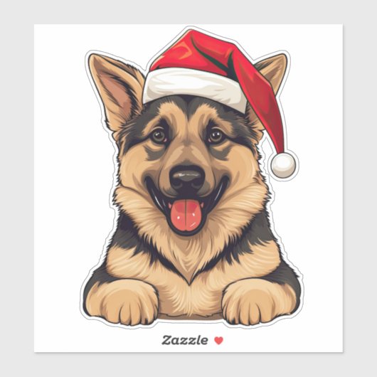 Feestelijke kerst Duitse herder kus gesneden Stick Sticker (Vel)