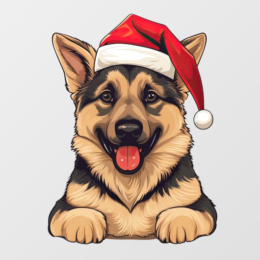 Feestelijke Kerst Duitse Herder Window Cling Raamsticker (Vel)