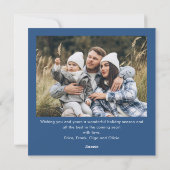 Feestelijke Kerst Dusty Blue Bow Ribbon 2 Foto Feestdagenkaart (Achterkant)